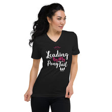 Load image into Gallery viewer, Leading By My Ponytail Crown Unisex V-Neck T-Shirt